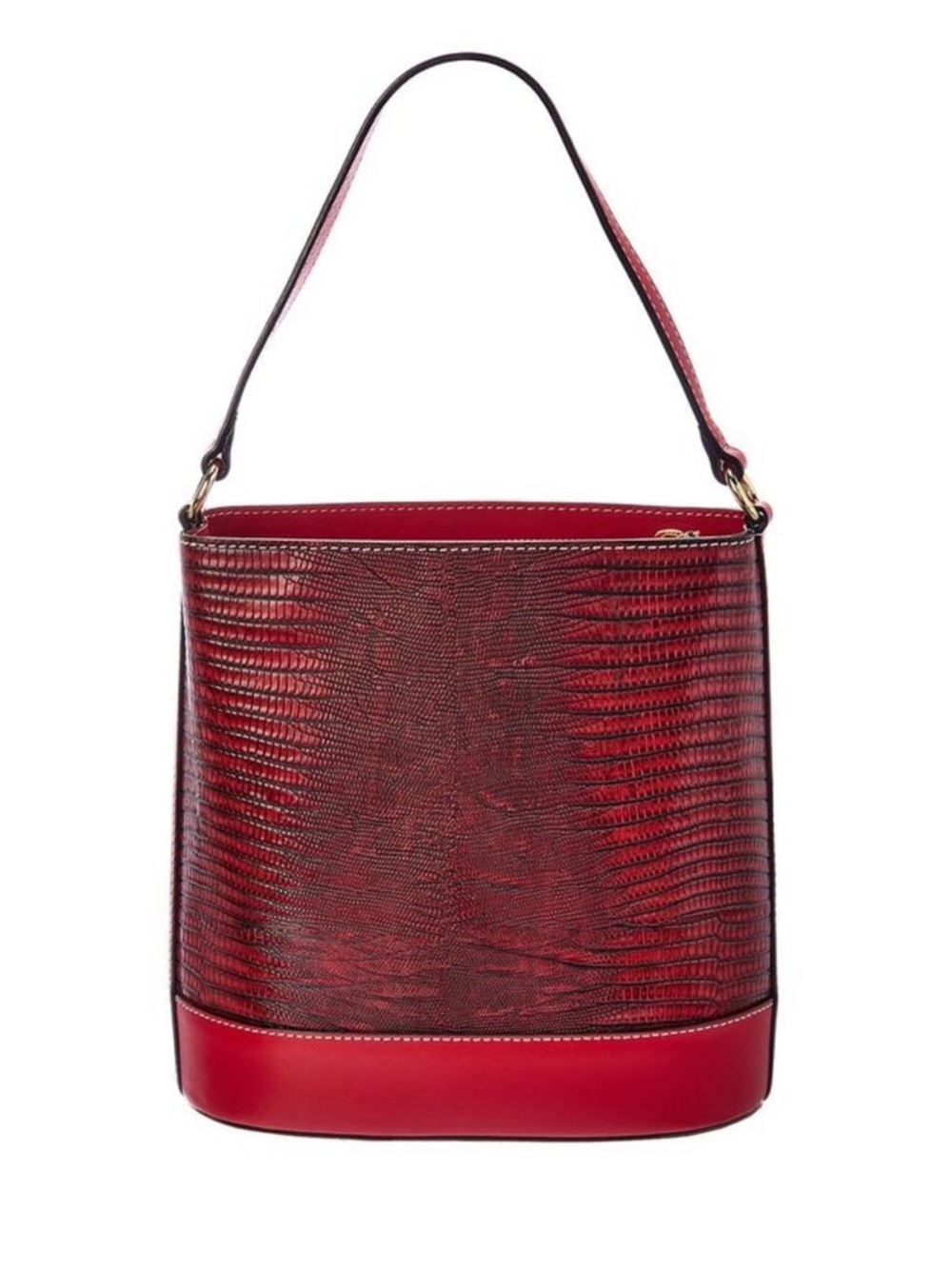 Frances Valentine Stella Slim Red Snake Embossed Crossbody Bucketbag - Picture 4 of 16